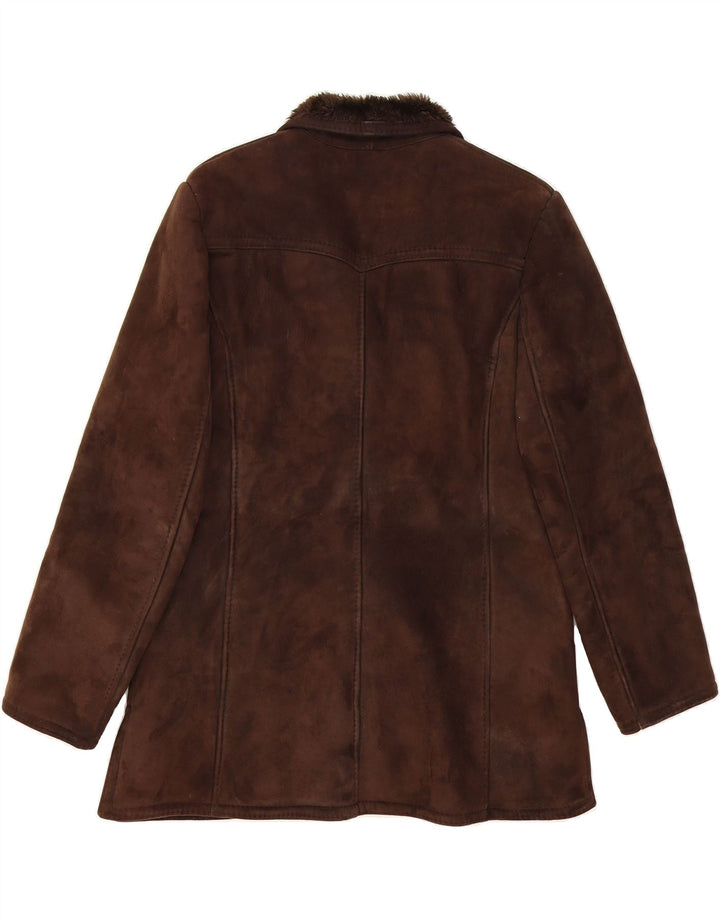 DEBENHAMS Womens Shearling Jacket UK 16 Large Brown Leather Vintage Debenhams and Second-Hand Debenhams from Messina Hembry 