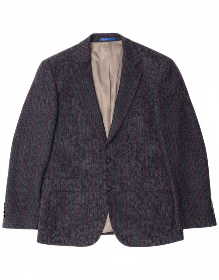 WELLINGTON Mens 2 Button Blazer Jacket UK 38 Medium Grey Herringbone Wool