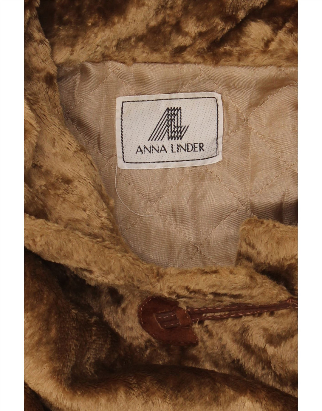 ANNA LINDER Womens Oversized Hooded Faux Fur Duffle Coat EU 36 Small Brown Vintage Anna Linder and Second-Hand Anna Linder from Messina Hembry 