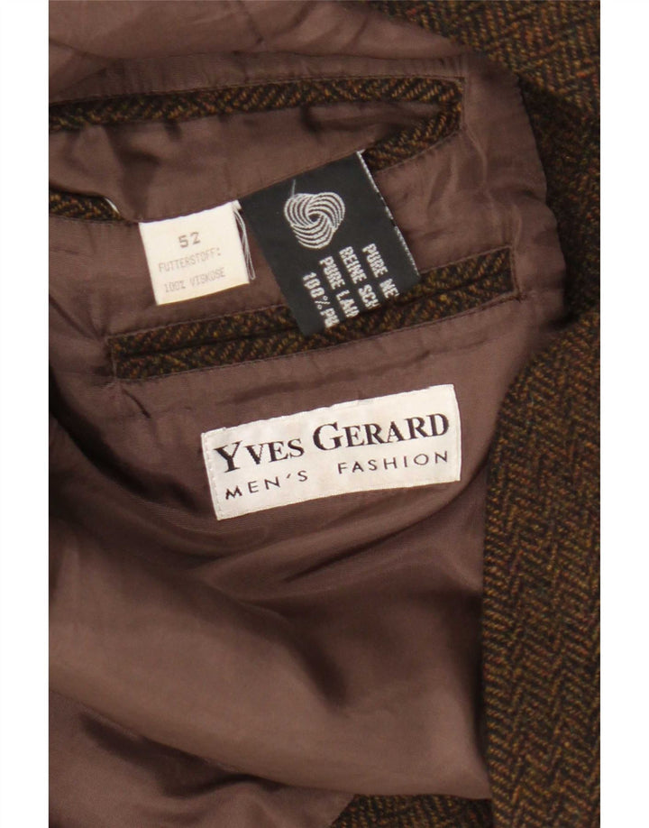 Yves Gerard Herre 2 Button Blazer Jacket IT 52 XL Brun Sildeben Ny Uld
