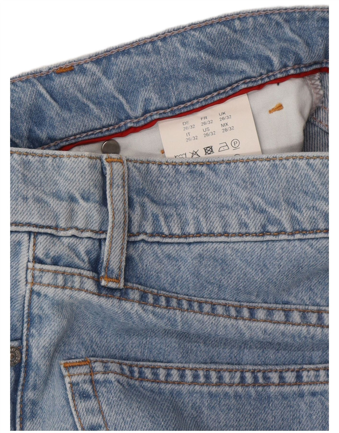 HUGO BOSS Kvinder brede ben Crop Højtaljede jeans W26 L25 Blå Bomuld