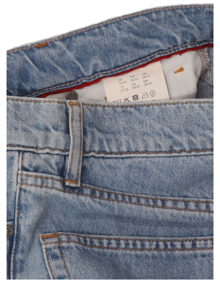 HUGO BOSS Kvinder brede ben Crop Højtaljede jeans W26 L25 Blå Bomuld