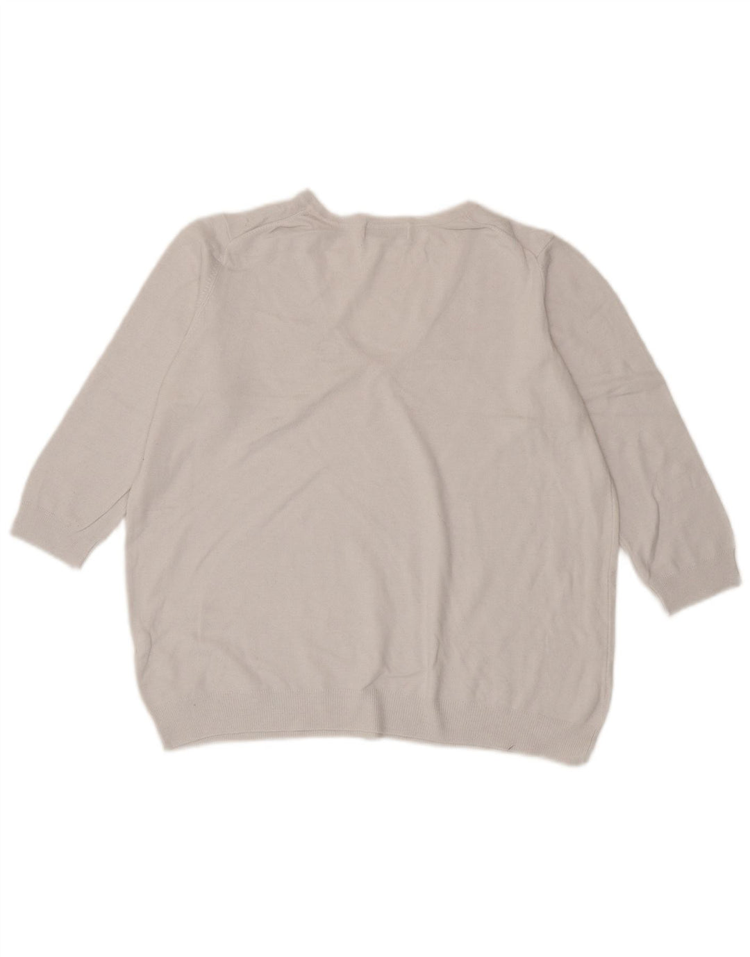 Marks & Spencer Dame 3/4-ærmet V-hals sweater UK 14 Medium White