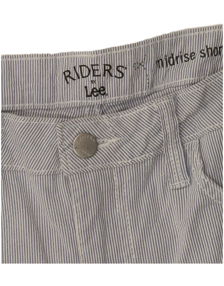 Lee Womens Riders Mid Rise Casual Shorts W28 Medium Blue Pinstripe