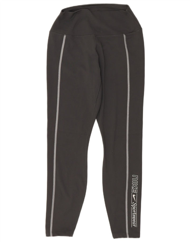 Nike Dame Dri Fit Crop Leggings UK 12 Medium Sort Polyester