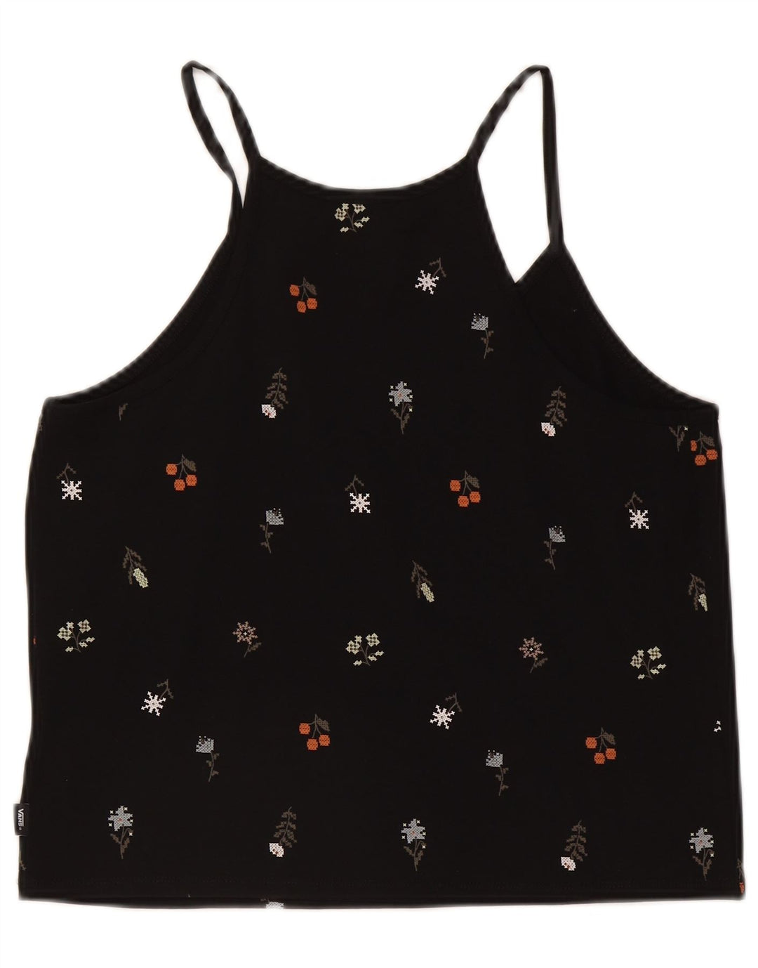 Vans Dame Grafisk Cami Top UK 14 Large Black Floral Bomuld
