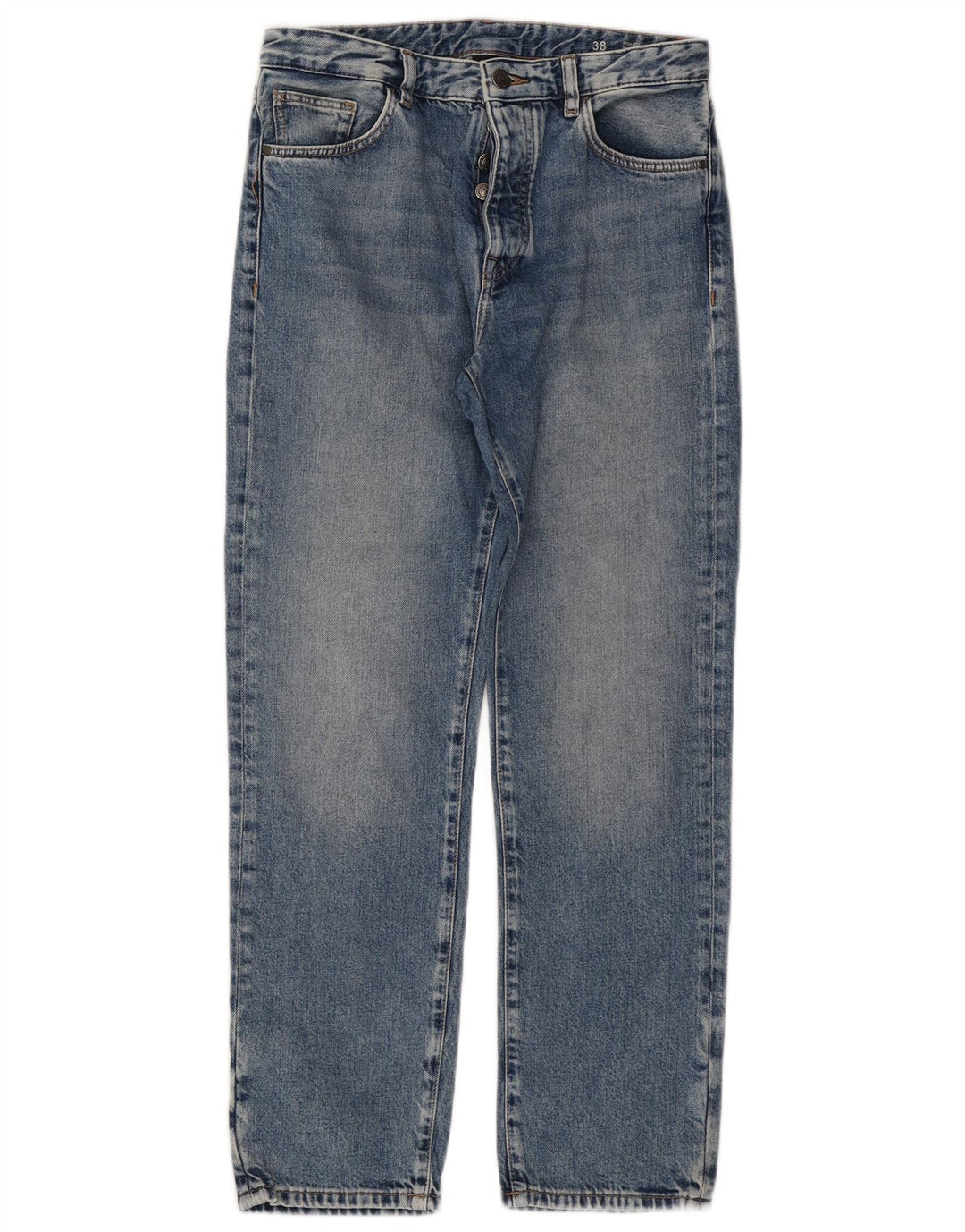 Massimo Dutti Dame Højhøjde Straight Jeans EU 38 Small W28 L28 Blå