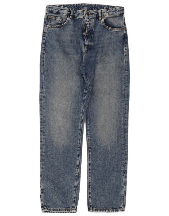 Massimo Dutti Dame Højhøjde Straight Jeans EU 38 Small W28 L28 Blå