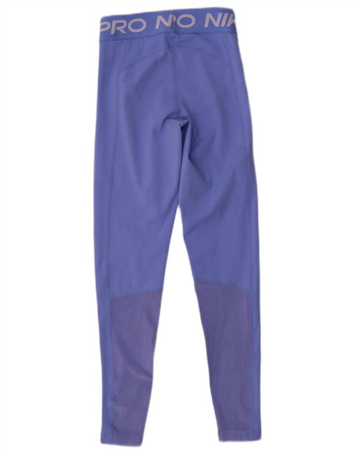 NIKE Dri Fit grafiske leggings til kvinder UK 6 XS blå polyester