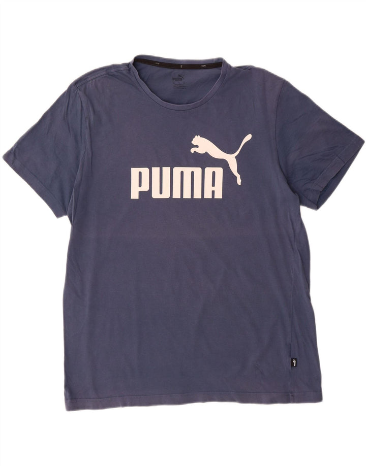 PUMA Mens Graphic T-Shirt Top XL Blue Vintage Puma and Second-Hand Puma from Messina Hembry 