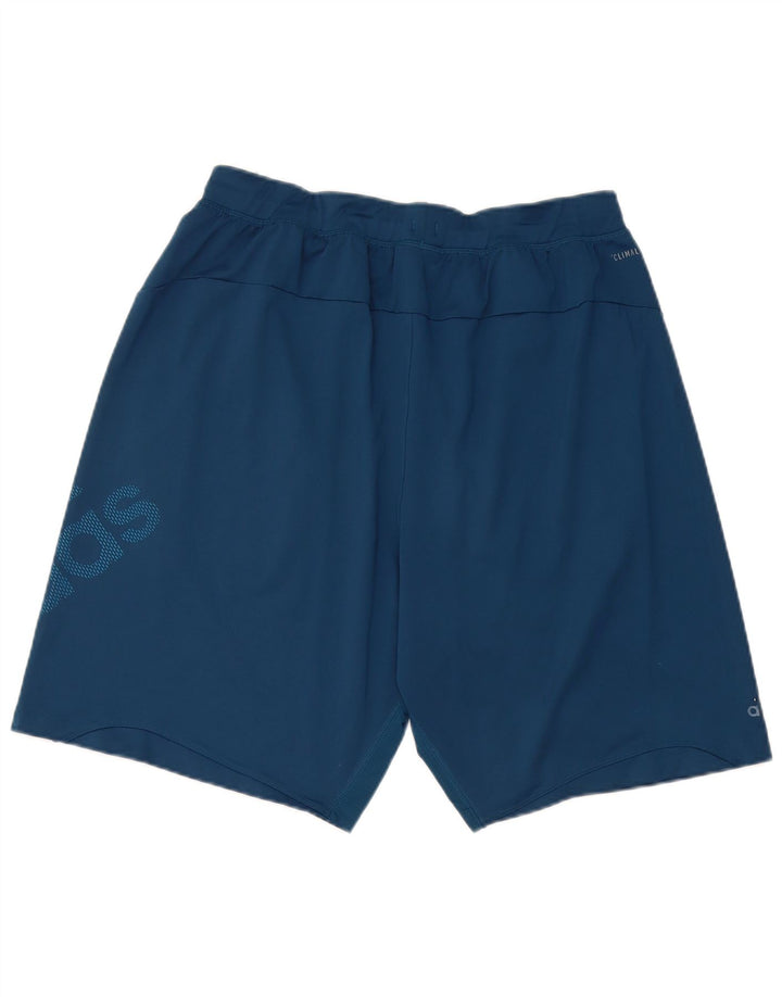Adidas Herre Climalite grafiske sportsshorts store blå polyester