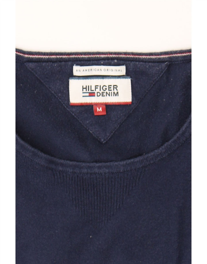 TOMMY HILFIGER Mens Boat Neck Jumper Sweater Medium Navy Blue Cotton Vintage Tommy Hilfiger and Second-Hand Tommy Hilfiger from Messina Hembry 