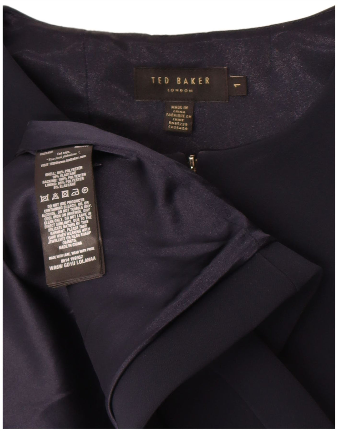 TED BAKER Dame Ærmeløs A-line kjole Størrelse 1 XS Sort Polyester