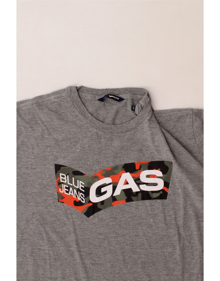 GAS Mens Graphic T-Shirt Top 2XL Grey Cotton Vintage Gas and Second-Hand Gas from Messina Hembry 