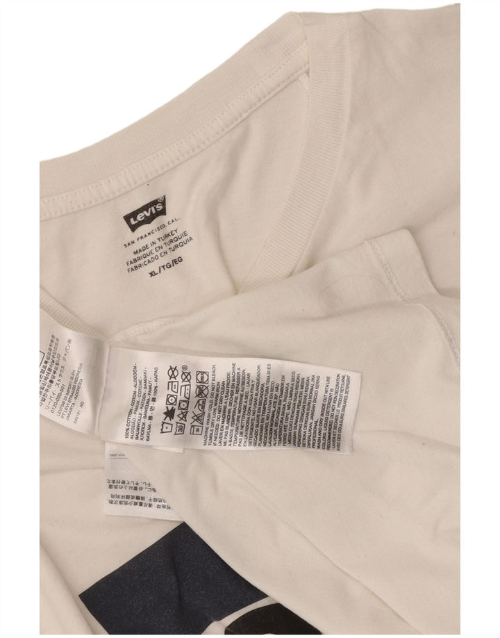 Levi's Herre grafisk T-shirt Top XL Hvid Bomuld