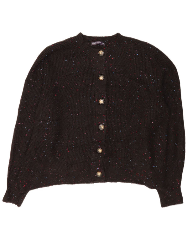 Marks & Spencer Dame cardigan Sweater UK 18 XL Sort Flecked Acryl