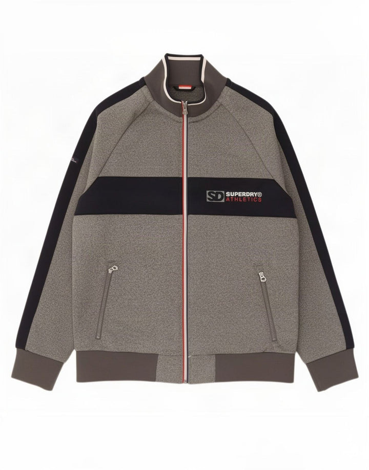 Superdry Grafisk træningsdragt til mænd Topjakke 2XL Grå Colourblock Polyester