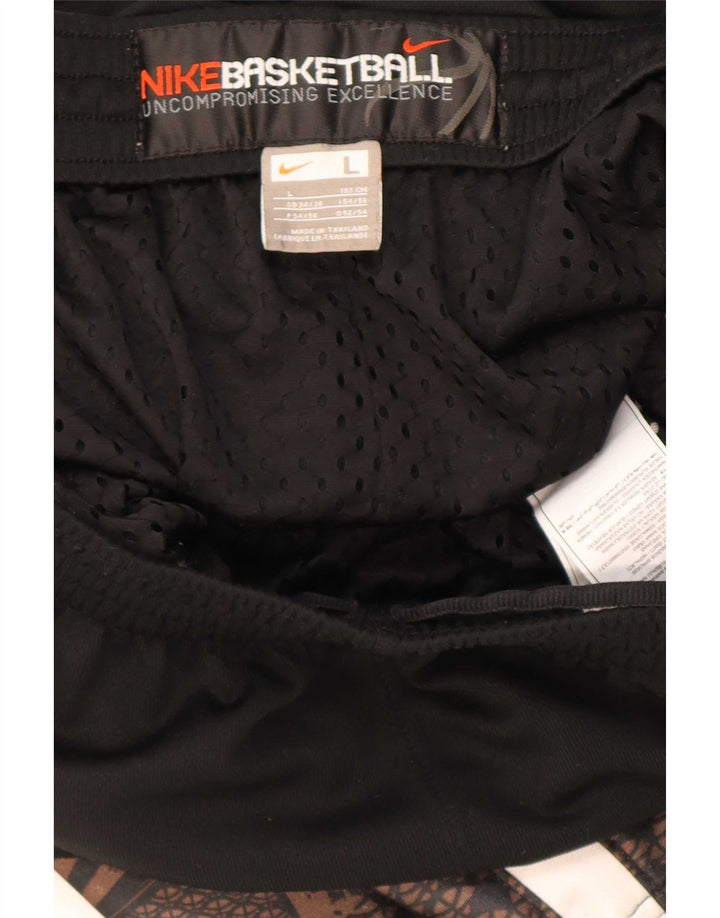 Nike Herre Basketball Graphic Sports Shorts Large Black Colourblock Polyester