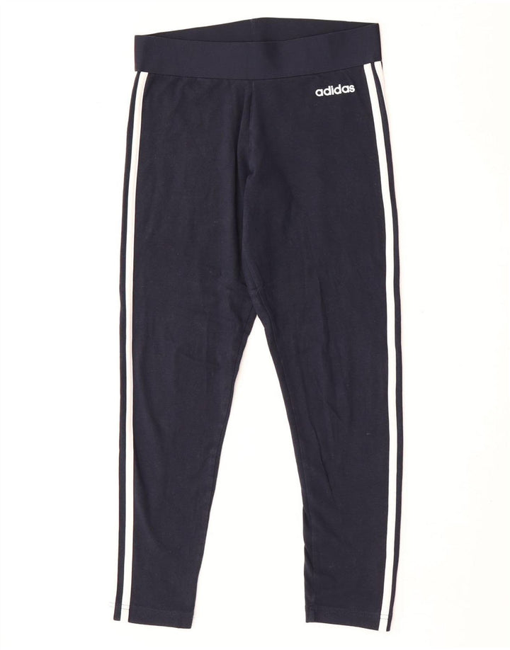 Adidas Dame Leggings UK 12/14 Medium Navy Blue Bomuld
