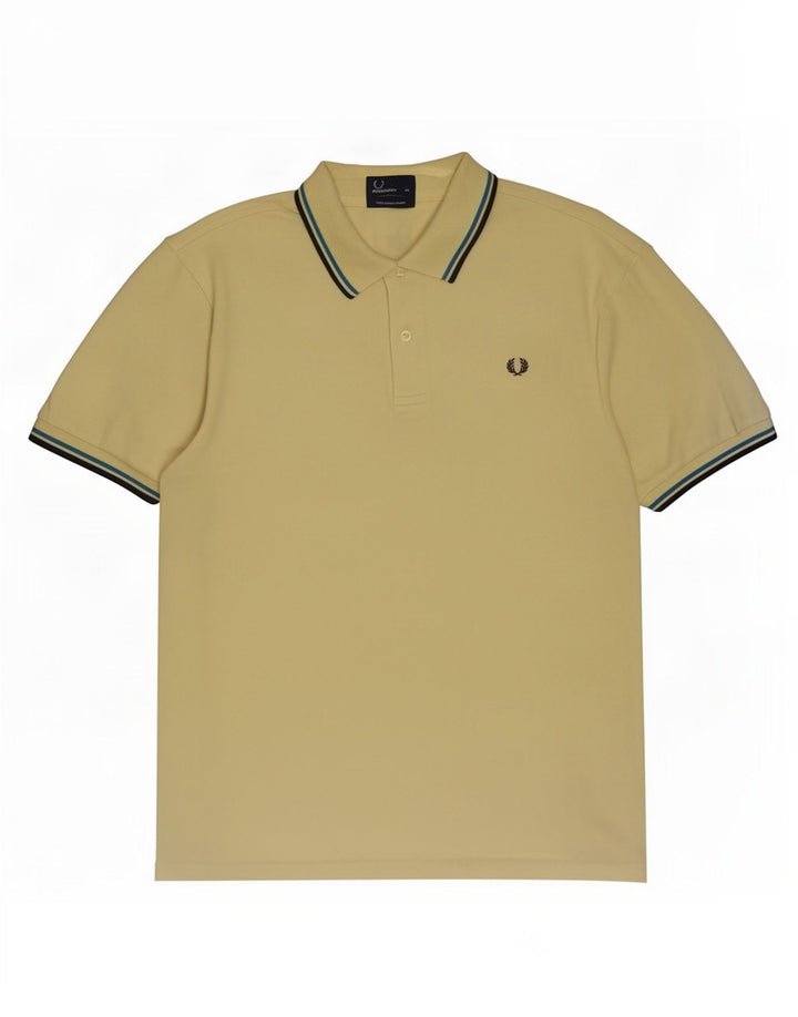 Fred Perry Herre poloshirt XL gul stribet bomuld