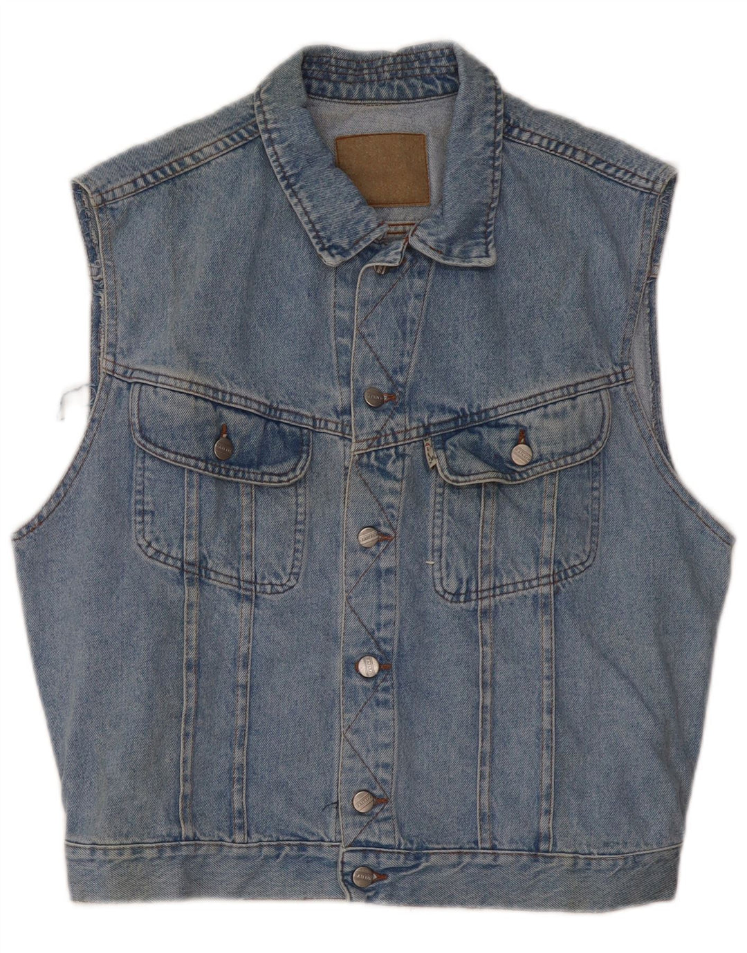 Vintage Herre Denim Gilet UK 36 Small Blue
