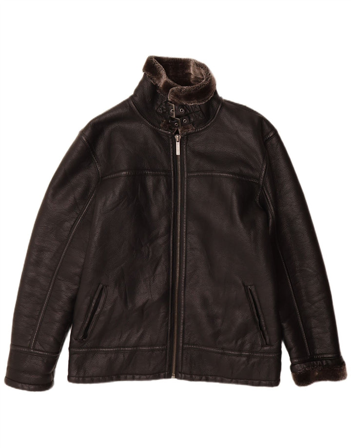 Vintage Herre Shearling Jacket UK 38 Medium Black