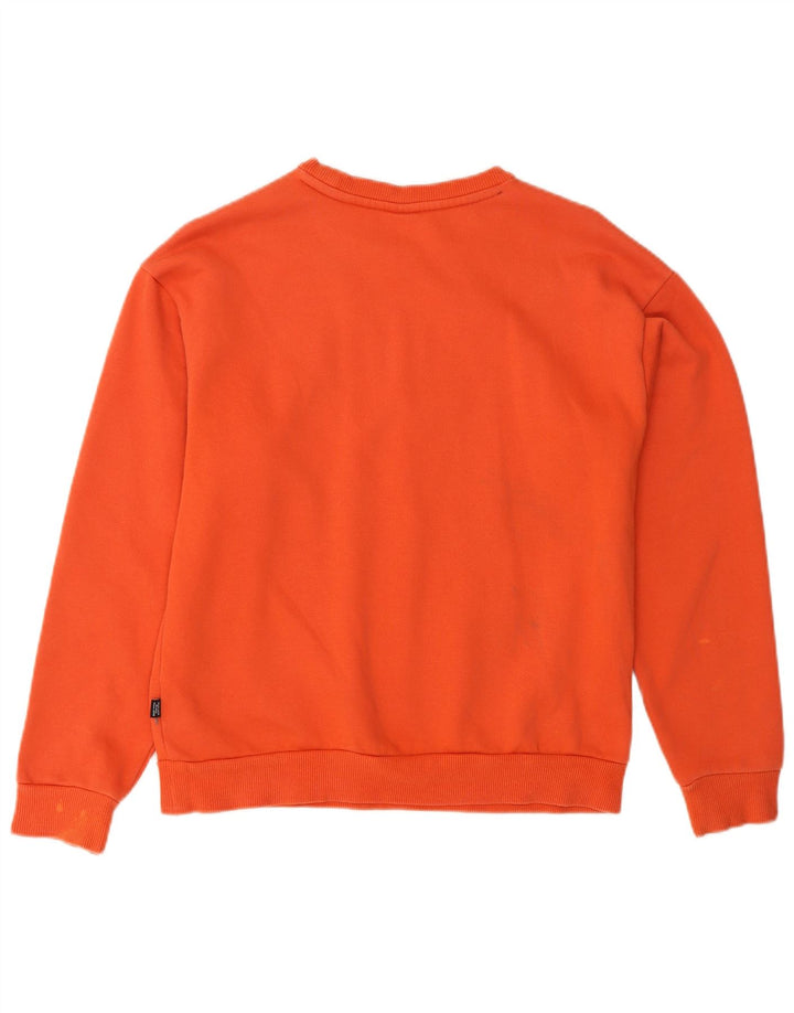 PUMA Dame Oversized Grafisk Sweatshirt Jumper UK 10 Small Orange Bomuld