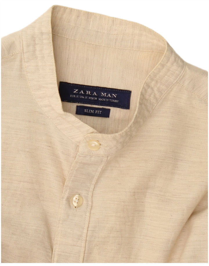 Zara Herre Slim Fit Pullover Shirt Lille Beige