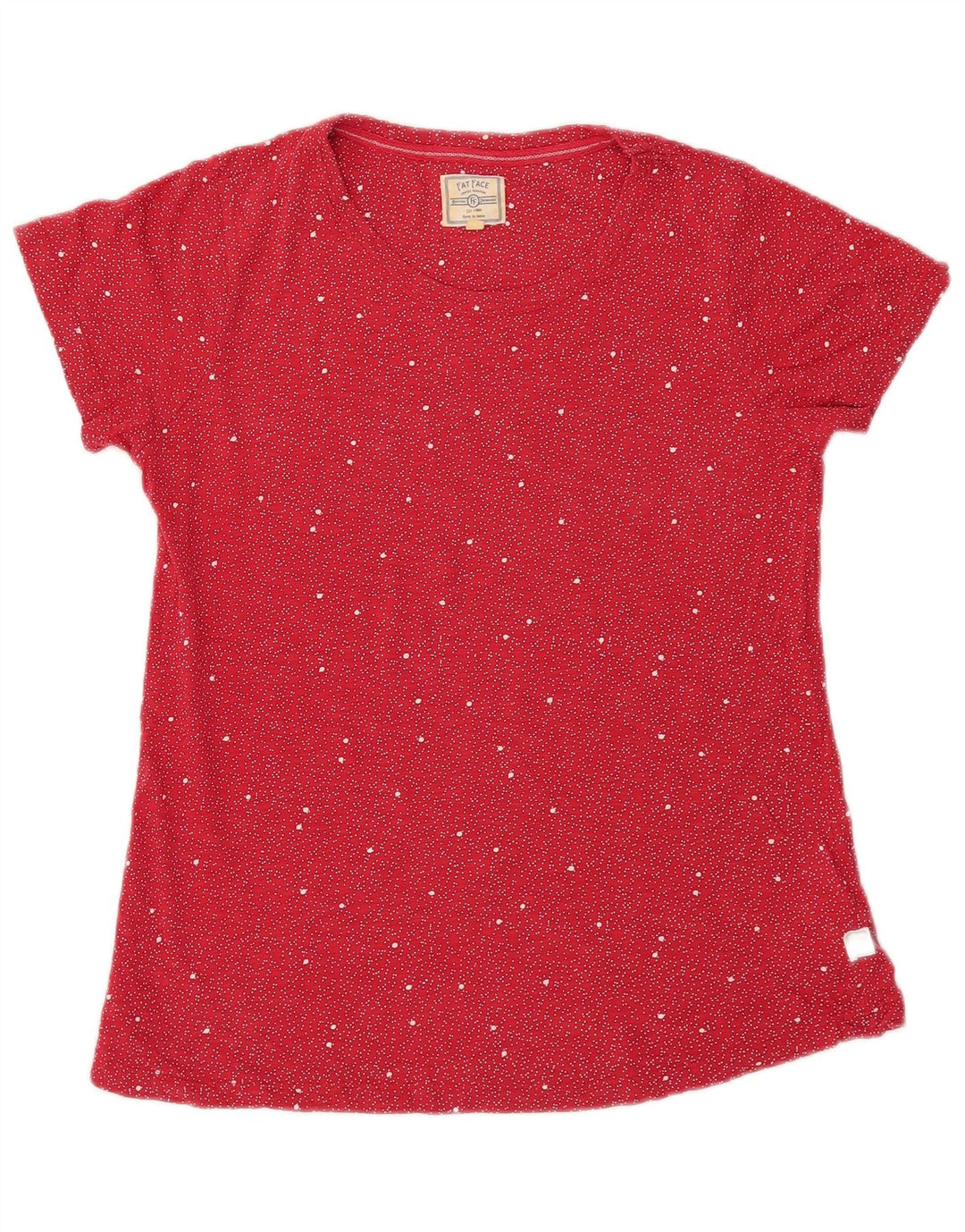 FAT FACE Dame T-Shirt Top UK 10 Lille rød plettet bomuld