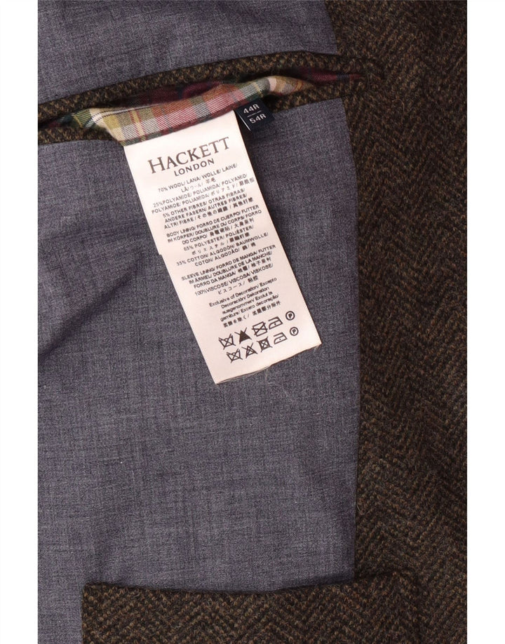 HACKETT Herre 3-knaps blazerjakke UK 44 XL Brun sildebensuld