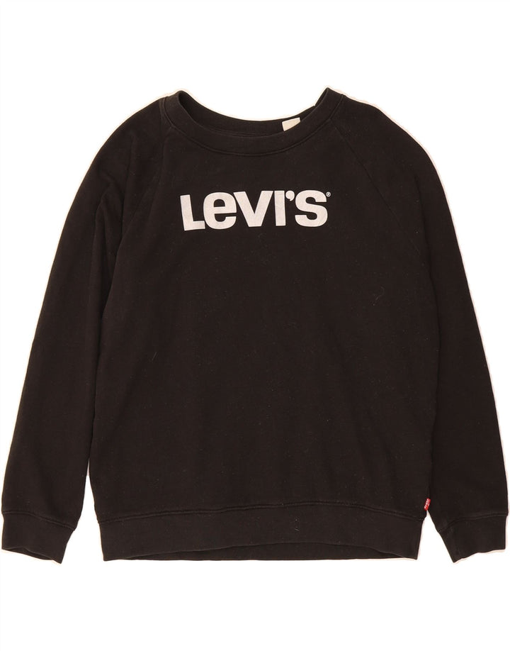 LEVI'S Womens Graphic Oversized Sweatshirt Jumper UK 10 Small Black Cotton Vintage Levi's and Second-Hand Levi's from Messina Hembry 