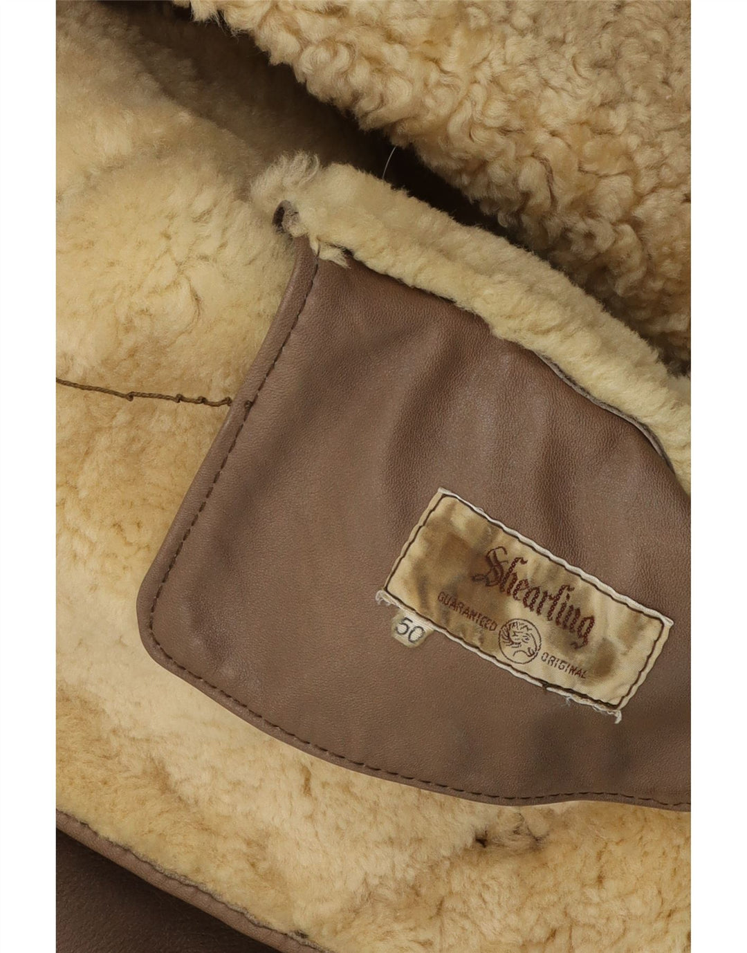 Vintage Herre Shearling jakke IT 50 Stort gråt læder