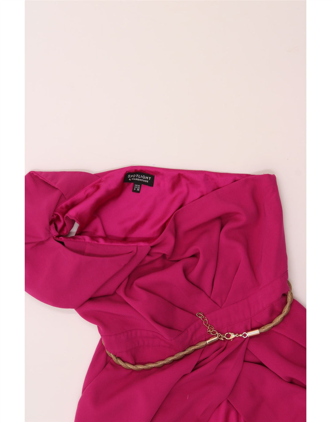 WAREHOUSE Womens One Shoulder Dress UK 10 Small Pink Polyester Vintage Warehouse and Second-Hand Warehouse from Messina Hembry 