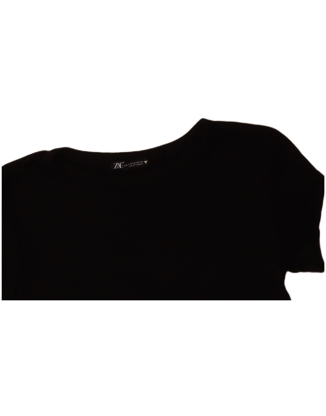 ZARA Womens Crop T-Shirt Top UK 12 Medium Black