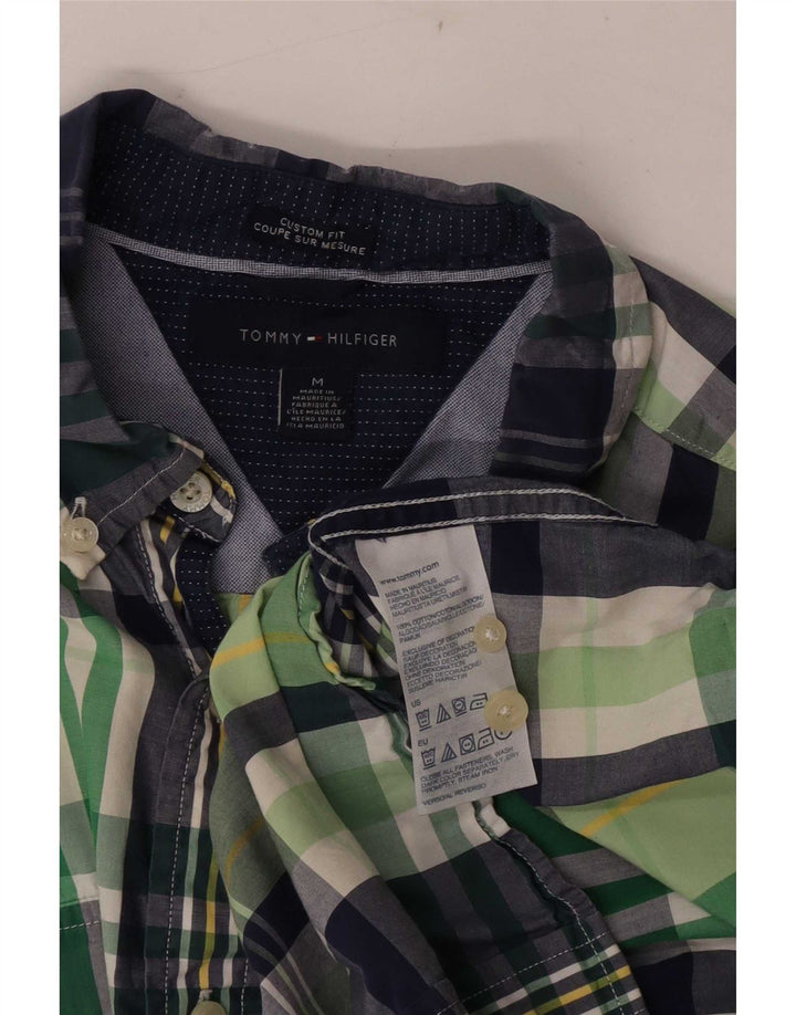Tommy Hilfiger Kortærmet Herre Custom Fit skjorte Medium Grøn ternet bomuld
