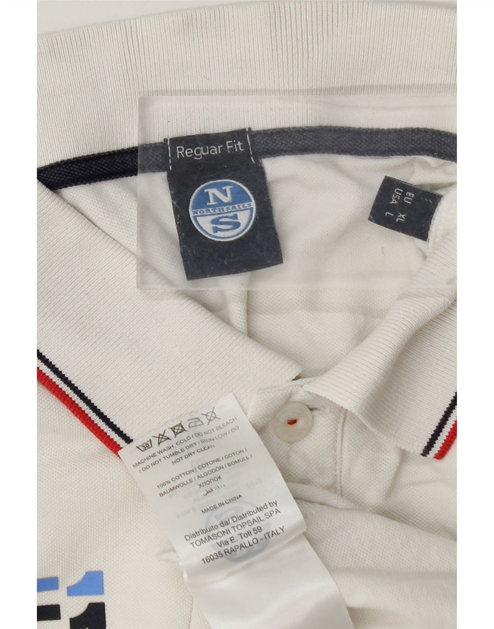 North Sails Herre Grafisk Regular Fit Polo Shirt Stor hvid plettet bomuld