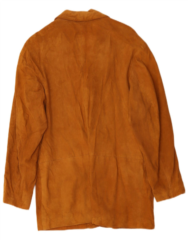 Vintage dame 3-knaps læder blazerjakke UK 14 medium brunt læder