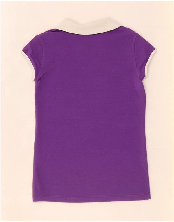 Lacoste Dame Polo Shirt Størrelse 38 Medium Lilla Colourblock Bomuld