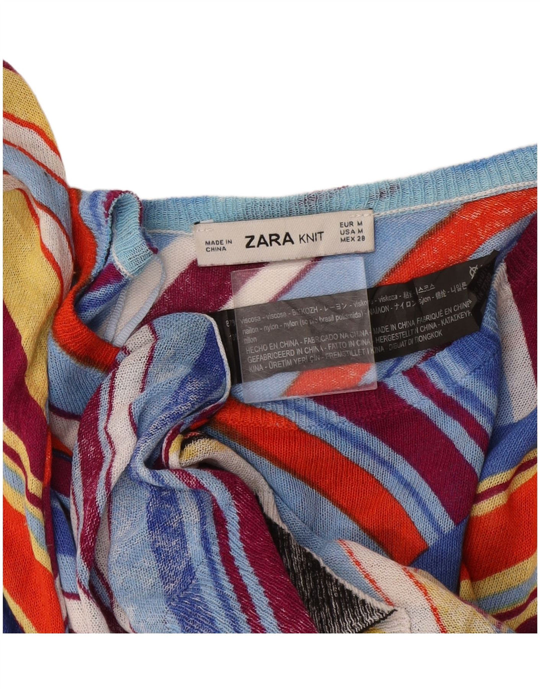 Zara Dame Boat Neck Jumper Sweater UK 12 Medium Flerfarvet Stribet