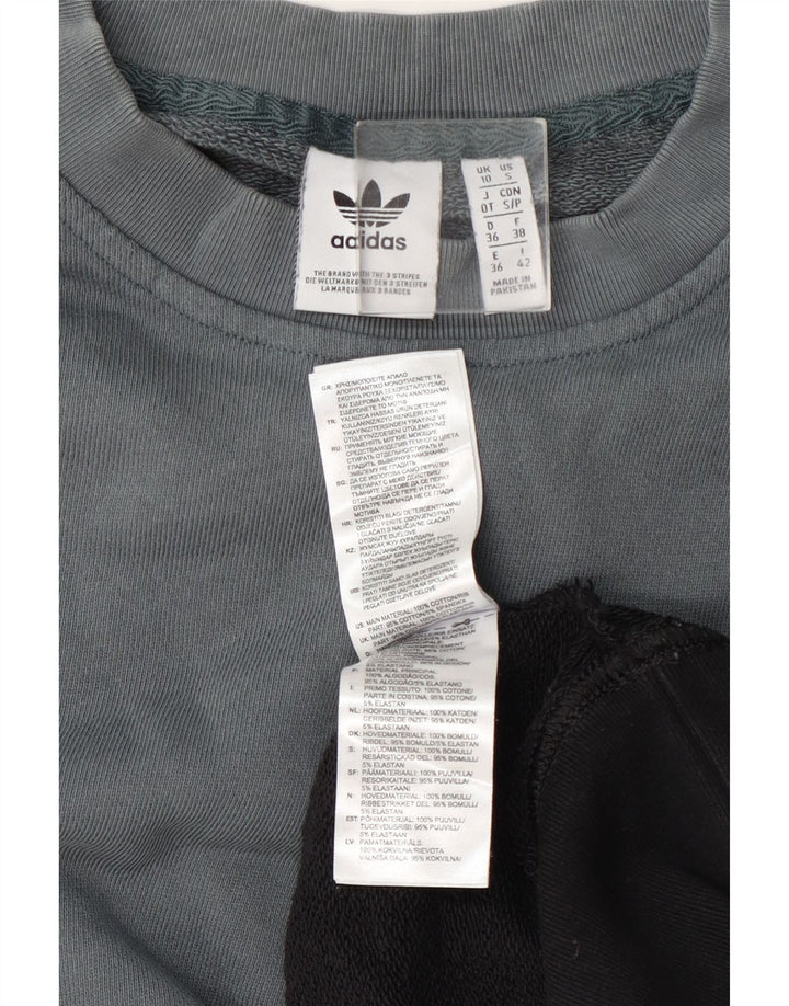 Adidas Graphic Sweatshirt Jumper UK 10 Small Grey Colourblock