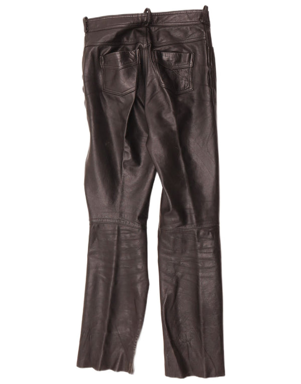 Vintage dame bootcut læderbukser W28 L30 sort læder
