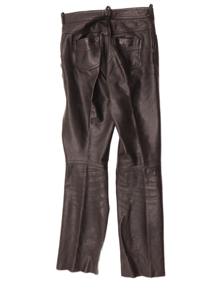 Vintage dame bootcut læderbukser W28 L30 sort læder