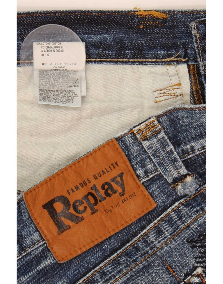 Replay Herre Denim Shorts W34 Stor Blå Bomuld