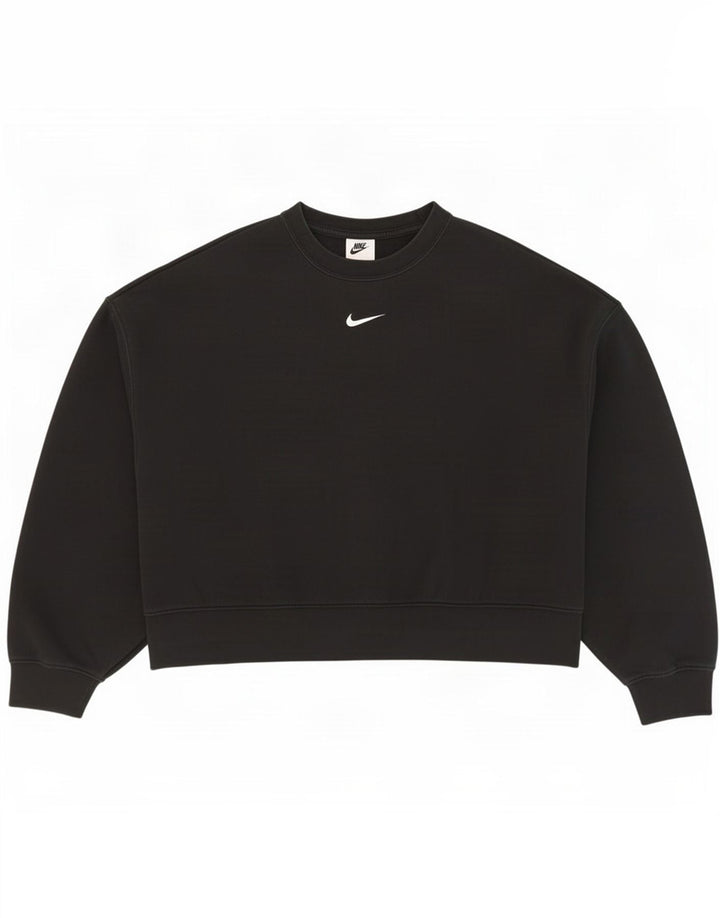 Nike Dame Oversized Sweatshirt Jumper UK 10 Small Black Bomuld