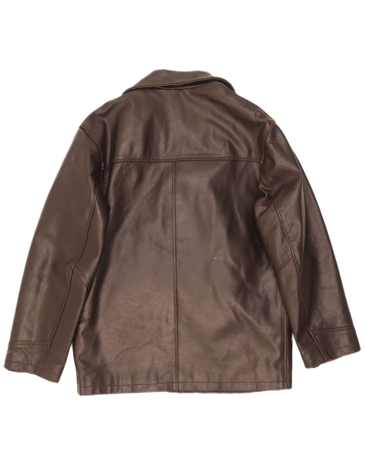 Vintage herre dobbeltradet læderjakke UK 38 Medium Brown