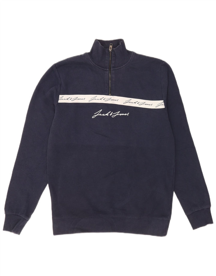 Jack & Jones Herre grafisk sweatshirt Jumper Medium Navy Blue Colourblock
