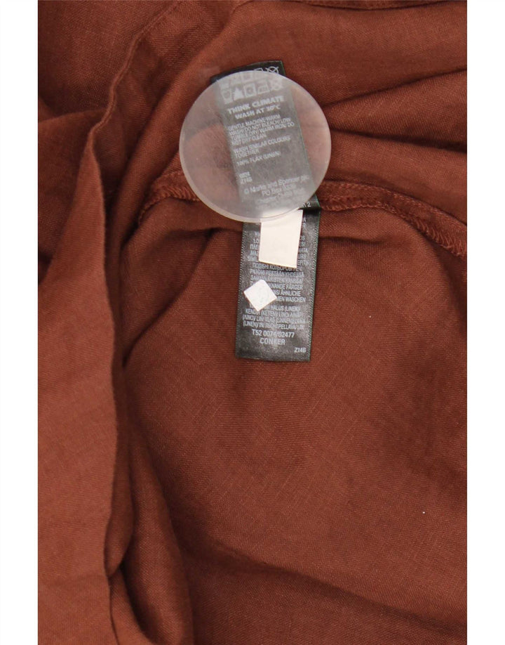 Marks & Spencer Dame Tunika Top UK 14 Large Brown Linen
