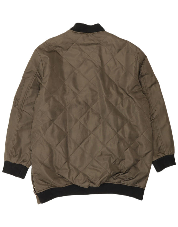 Zara Herre Bomber Jacket UK 42 XL Khaki Colourblock Polyester