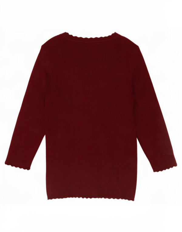 Fat Face Womens 3/4 Sleeve Boat Neck Jumper Sweater UK 12 Medium Burgundy