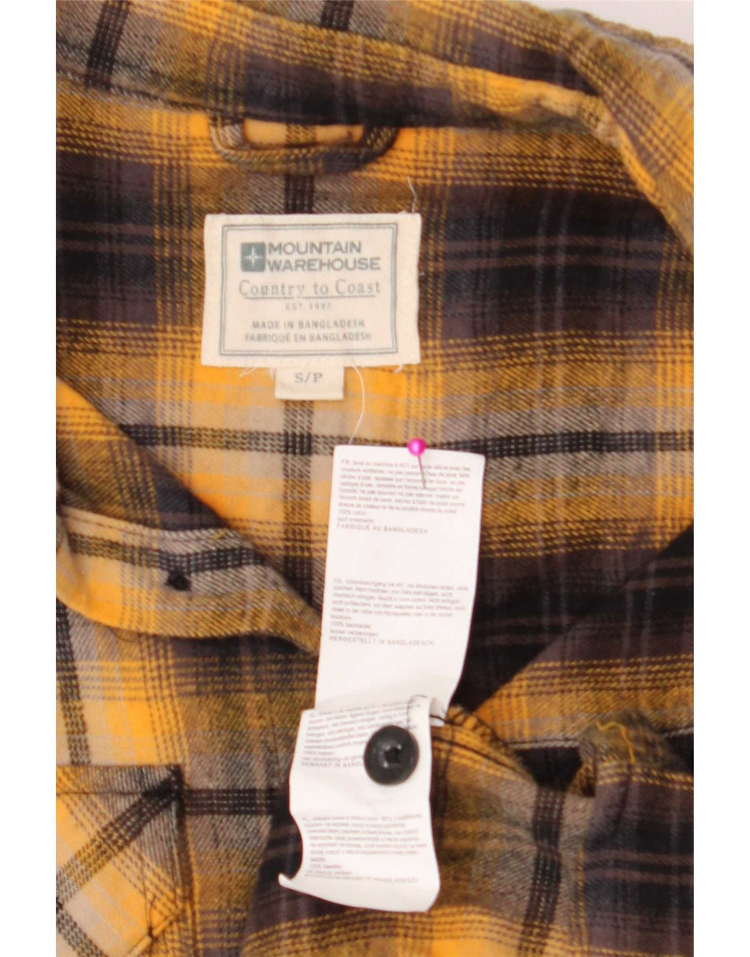 Mountain Warehouse Herre flannelskjorte lille gul ternet bomuld